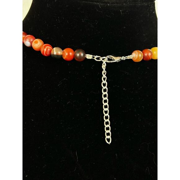 Handmade Orange Agate Necklace, 21.5 inches, Adjustable, With a Silver Extender - Picture 4 of 6